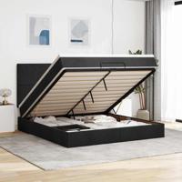 Ottoman bed met matras en LED's 180x200cm stof zwart
