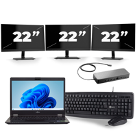 Fujitsu LifeBook U749 - Intel Core i5-8e Generatie - 14 inch - 16GB RAM - 256GB SSD - Windows 11 + 3x 22 inch Monitor