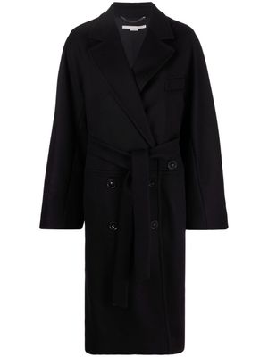 Stella McCartney manteau en laine à taille ceinturée - Noir