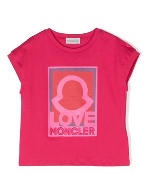 Moncler Enfant t-shirt à logo brodé - Rose