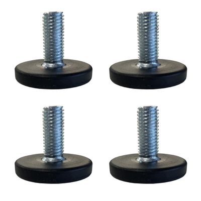 Stelvoet zwart rond Ø 3 cm en hoogte 1 cm van kunststof (M8) - 4 stuks