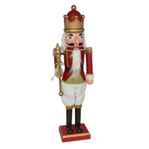 Notenkraker decoratie figuur/beeld - 110 cm - rood - met beweging en verlichting - kunststof