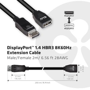 CLUB3D CAC-1022 kabeladapter/verloopstukje Displayport 1.4 Zwart