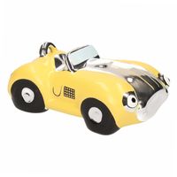 Gele jongens sportauto cabriolet spaarpot 15 cm   -