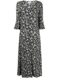 GANNI robe mi-longue à fleurs - Noir