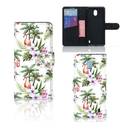 Nokia 1 Plus | Telefoonhoesje | Met pasjeshouder | Flamingo Palms