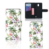 Nokia 1 Plus | Telefoonhoesje | Met pasjeshouder | Flamingo Palms