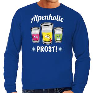 Apres ski sweater voor heren - Alpenholic - blauw - wintersport - prost/proost - skien/snowboarden