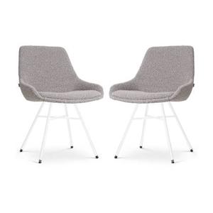 Nolon Noa-Isa Eetkamerstoelen Set van 2 - Bouclé Taupe - Wit