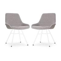 Nolon Noa-Isa Eetkamerstoelen Set van 2 - Bouclé Taupe - Wit