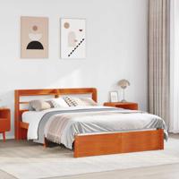 Bedframe met hoofdeinde 2 pcs Wasbruin Massief Vurenhout