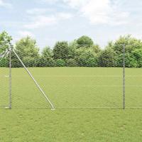 VidaXL Afrasteringspaal zilver 10 x 1,5 m (50 mm gaas) staal