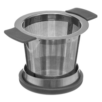 Theezeef met houder - zilver - draadgaas - hoog model - theezakjeshouder - losse thee