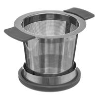 Theezeef met houder - zilver - draadgaas - hoog model - theezakjeshouder - losse thee