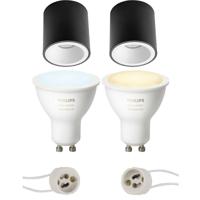 Philips Hue Opbouwspot Set Ø90mm Mat Zwart/Wit - White Ambiance