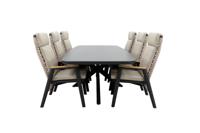 Qopps Vakio tuintafel met 6 Indra gasveer verstelbare tuinstoel