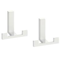 Luxe kapstokhaken of jashaken modern met dubbele haak - 6x - wit - 4 x 6 cm - metaal