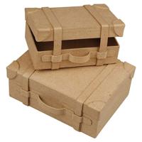 Creativ Company Papier-maché koffers handgemaakt, set van 2