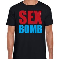 Sex bomb fun tekst t-shirt zwart heren - thumbnail