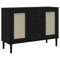 vidaXL Dressoir SENJA rattan-look 112x40x80 cm grenenhout zwart - thumbnail