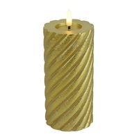 Luxe LED kaars/stompkaars - goud - D7,5 x H15 cm - timer - warm wit licht