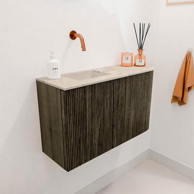 Toiletmeubel Mondiaz Joya Dlux | 71.6 cm | Meubelkleur Shadow | Faye wastafel Frappe Wasbak Links | Zonder kraangat(en)