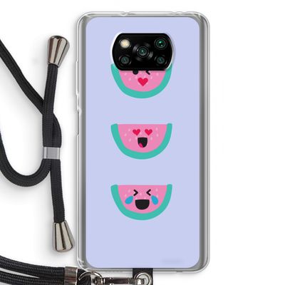 Smiley watermeloen: Xiaomi Poco X3 NFC Transparant Hoesje met koord