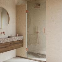 Douchedeur SaniClear Modern | 90x200 cm | Helder glas | Koper geborsteld beslag