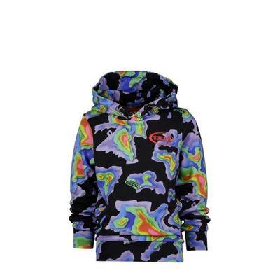 Vingino hoodie Nuet met all over print zwart/paars/groen Vingino hoodie Nuet met all over print zwart/paars/groen