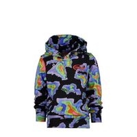Vingino hoodie Nuet met all over print zwart/paars/groen - thumbnail