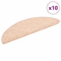 VidaXL Trapmatten zelfklevend 10 stuks 56x17x3 cm crème halfrond