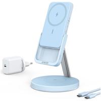Anker PowerWave Mag-Go 2-in-1 Stand Oplader Blauw Anker PowerWave Mag-Go 2-in-1 Stand Oplader Blauw