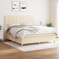 Boxspring met matras stof crèmekleurig 160x200 cm