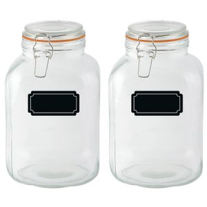 Weckpotten/inmaakpotten - 2x - 3L - glas - met beugelsluiting - incl. etiketten