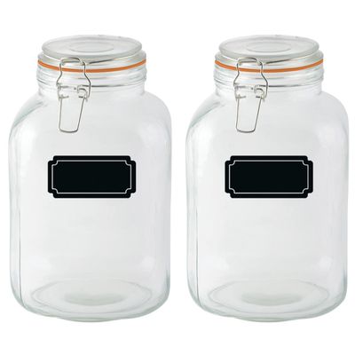 Weckpotten/inmaakpotten - 2x - 3L - glas - met beugelsluiting - incl. etiketten