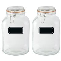 Weckpotten/inmaakpotten - 2x - 3L - glas - met beugelsluiting - incl. etiketten