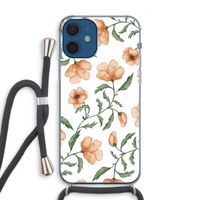 Peachy flowers: iPhone 12 Transparant Hoesje met koord