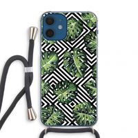 Geometrische jungle: iPhone 12 mini Transparant Hoesje met koord