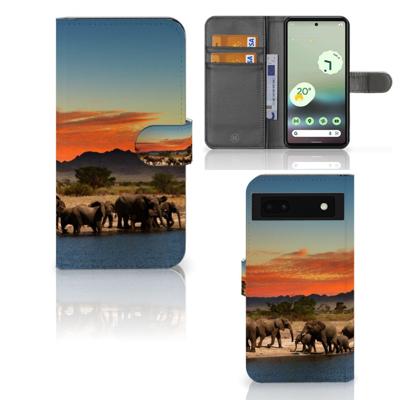 Google Pixel 6A | Telefoonhoesje | Met pasjeshouder | Olifanten