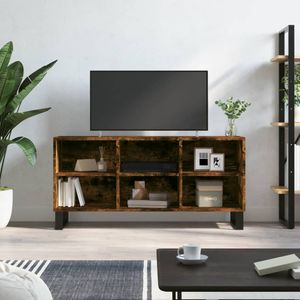 Tv-meubel 103,5x30x50 cm bewerkt hout gerookt eikenkleurig