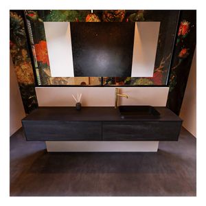 MONDIAZ ERIN 200cm badmeubel met onderkast kleur dark brown 2 lades wastafel rechts 1 kraangat kleur urban