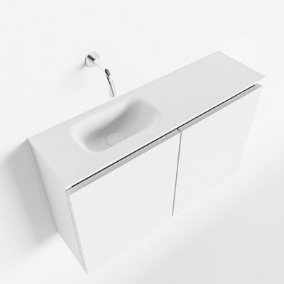 Toiletmeubel Mondiaz Ture | 80 cm | Meubelkleur Talc | Eden wastafel Talc Links | Zonder kraangat