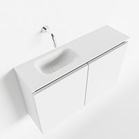 Toiletmeubel Mondiaz Ture | 80 cm | Meubelkleur Talc | Eden wastafel Talc Links | Zonder kraangat