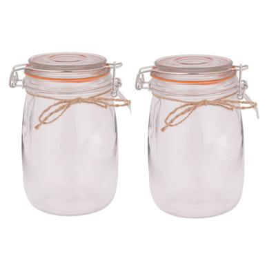 Voedsel Weckpotten / inmaakpotten - 4x - 1000 ml - 10 x 17 cm - met beugelsluiting