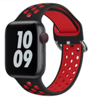 Siliconen sportband met gesp - Zwart + Rood - Geschikt voor Apple Watch 42mm / 44mm / 45mm / 49mm