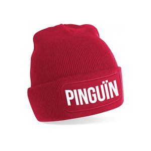 Pinguin muts unisex one size - rood