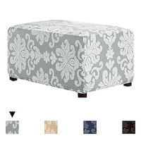 stretch poef hoes hoes elastische voetenbank beschermer hoezen jacquard rechthoek voetensteun vierkant grijs blauw bruin effen effen zacht duurzaam wasbaar Lightinthebox - thumbnail