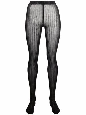 Prada collants rayés à effet métallisé - Noir