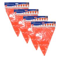 Oranje vlaggenlijn - 4x - slinger - 350 cm - binnen en buiten - 12 vlaggetjes - Koningsdag/Holland