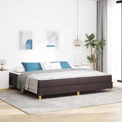 Boxspring bed Bruin 200 x 200 cm Stof, Engineered Hout